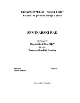 Berzanski izveštaji i analize