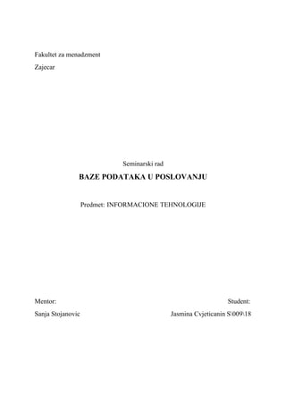 Baze podataka u poslovanju