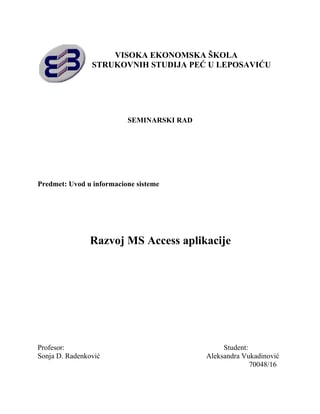 Razvoj MS Access aplikacije