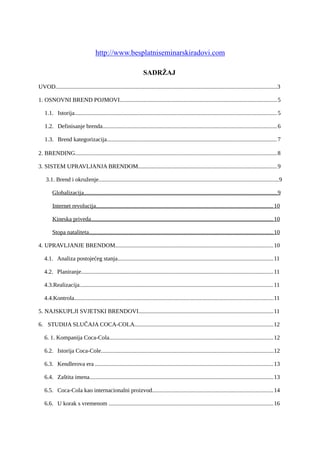 Upravljanje brendom: studija slučaja coca-cola