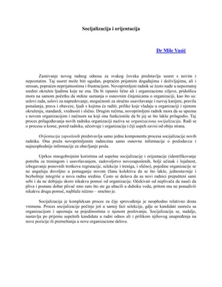 Socijalizacija i organizacija