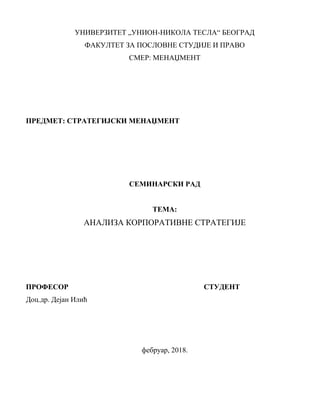 Analiza korporativne strategije