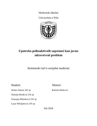 Upotreba psihoaktivnih supstanci kao javno zdravstveni problem