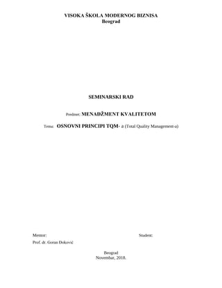 Osnovni principi TQM-a