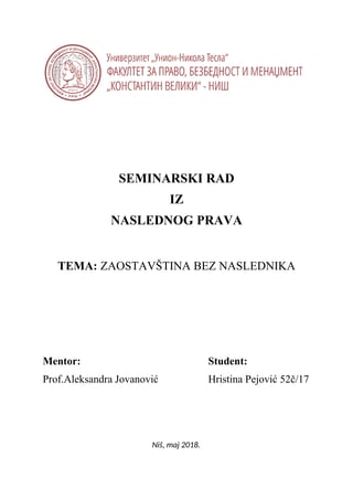 Zaostavština bez naslednika