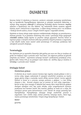Dijabetes: etiologija, patogeneza, dijagnostika i lečenje