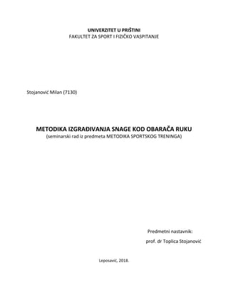 Metodika izgrađivanje snage kod obarača ruku