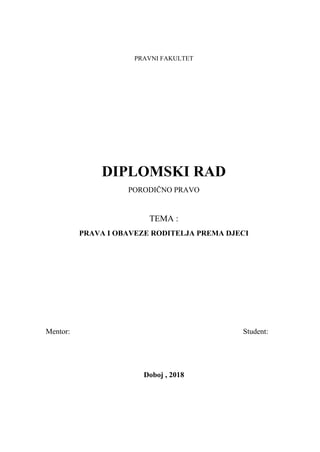 Prava i obaveze roditelja prema deci