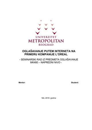 Oglašavanje putem interneta na primeru kompanije Loreal
