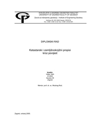 Katastarski i zemljisnoknjižni propisi kroz povjest