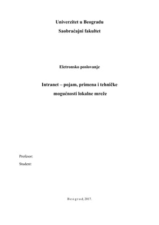 Intranet – pojam, primena i tehničke mogućnosti lokalne mreže