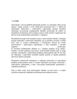 Motivacione tehnike u upravljanju ljudskim resursima