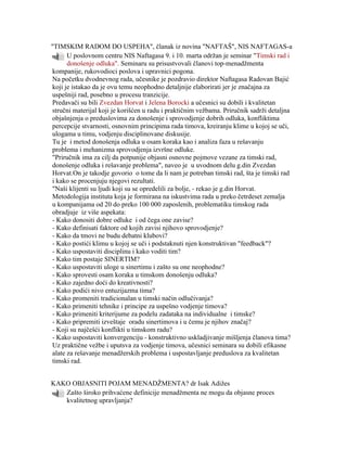 Timskim radom do uspeha