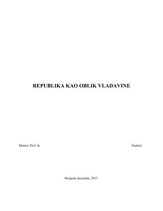 Republika kao oblik vladavine