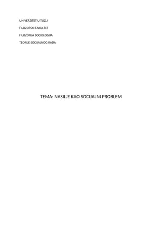 Nasilje kao socijalni problem