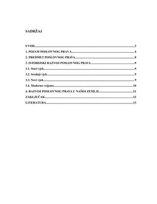 Pojam, predmet i istorijski razvoj poslovnog prava