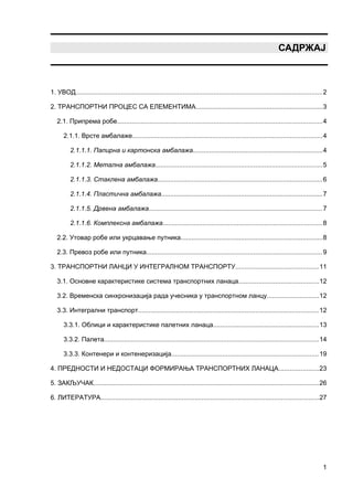Transportni lanci i njihova uloga u integralnom transportu