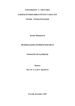 Hemoragijski sindrom kod dece