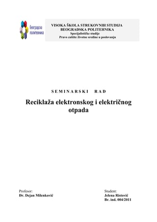 Reciklaza elektronskog i električnog otpada