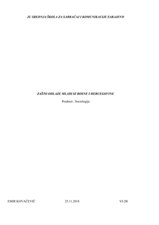 Odlazak mladih iz Bosne i Hercegovine