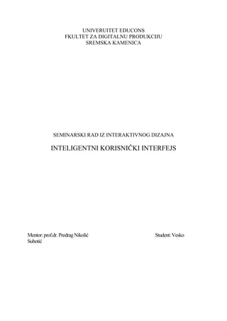 Inteligentni korisnički interfejs