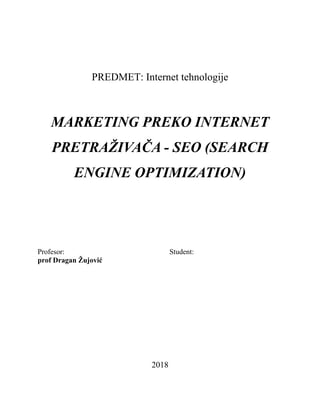 Marketing preko internet pretrazivaca – (SEO)
