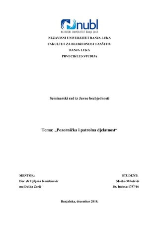 Pozirnička i patrolna djelatnost