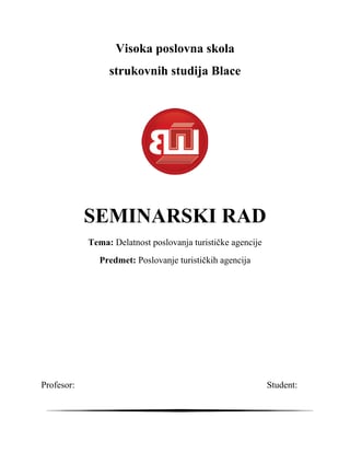 Delatnost poslovanja turističke agencije