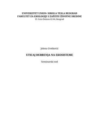 Uticaj djubrenja na ekosisteme