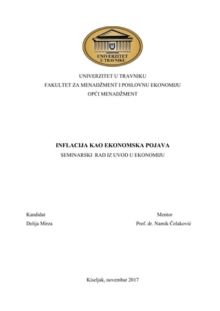 Inflacija kao ekonomska pojava