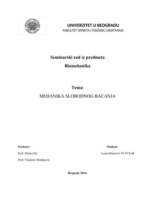 Mehanika slobodnog bacanja