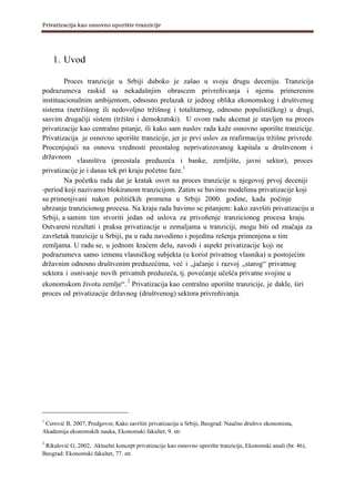 Privatizacija kao osnovno uporište tranzicije