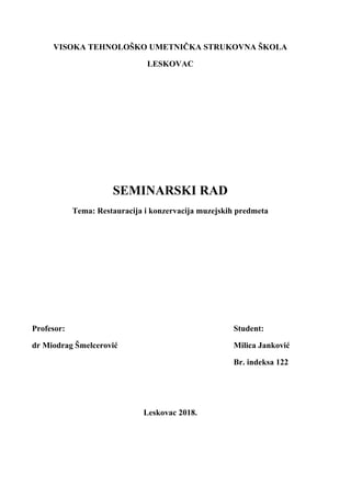 Restauracija i konzervacija muzejskih predmeta