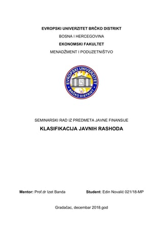 Klasifikacija javnih rashoda