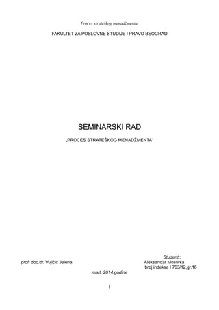 Proces strateskog menadžmenta