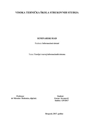 Teorija i razvoj informacionih sistema