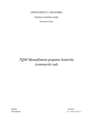 TQM: menadžment potpune kontrole