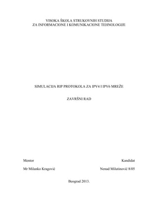 Simulacija RIP protokola za Ipv4 i Ipv6 mreže