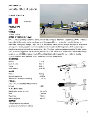 Projektni zadatak, Osnovi Aerotehnike