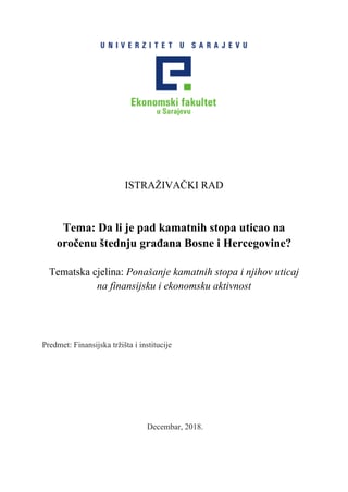 Kretanje kamatnih stopa na oročene i štedne depozite