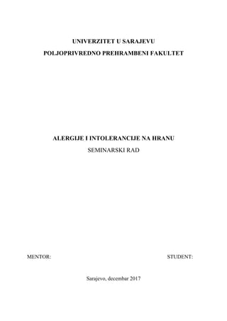 Alergije i intolerancije na hranu