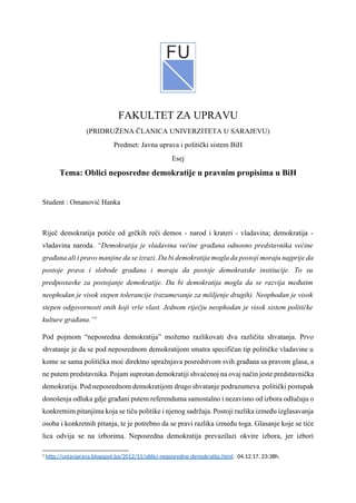 Neposredna demokratija u propisima BiH