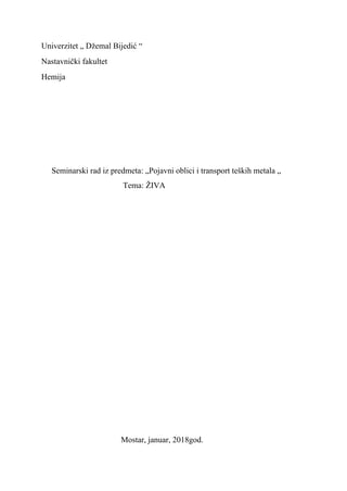 Živa: pojavni oblici, transport i uticaj na životnu sredinu