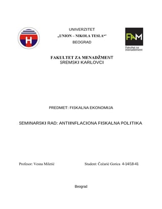 Antiinflaciona fiskalna politika