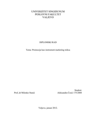 Promocija kao instrument marketing miksa