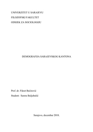 Demografija Sarajevskog kantona