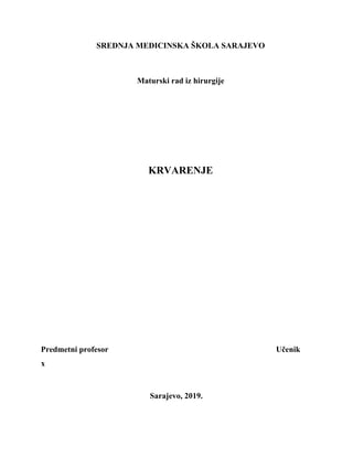 Krvarenje: maturski rad iz hirurgije