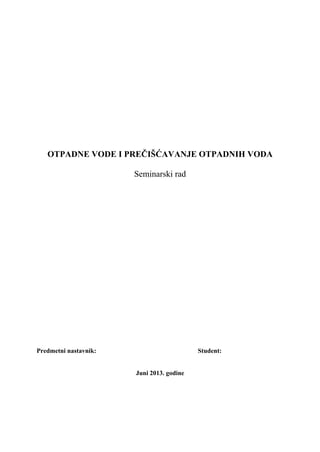 Otpadne vode i prečišćavanje otpadnih voda