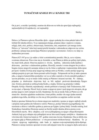Tumačenje knjige dva i tri Platonove države