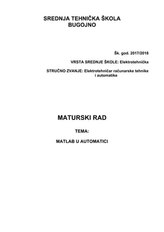 Matlab u automatici